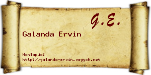 Galanda Ervin névjegykártya
